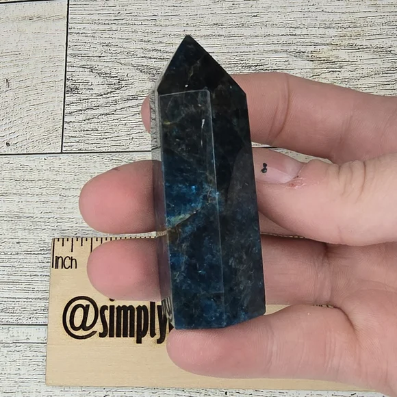 Dark Blue Apatite Crystal Tower - Picture 3 of 5